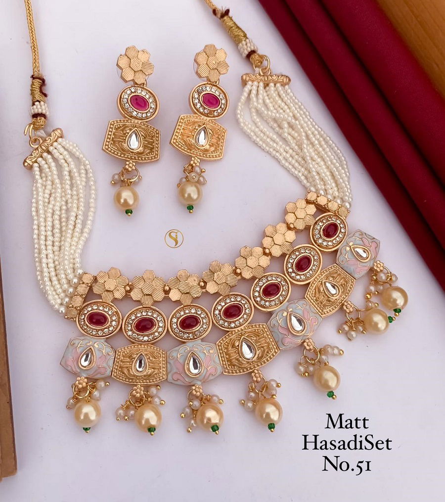 Traditional Matte Choker Hasadi Set 4 Necklace Wholesale Suppliers In Mumbai

